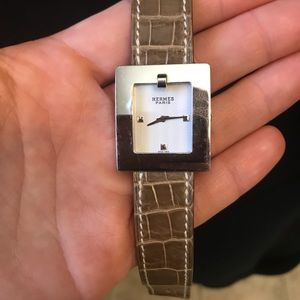 Hermès watch with upgraded crocodile band